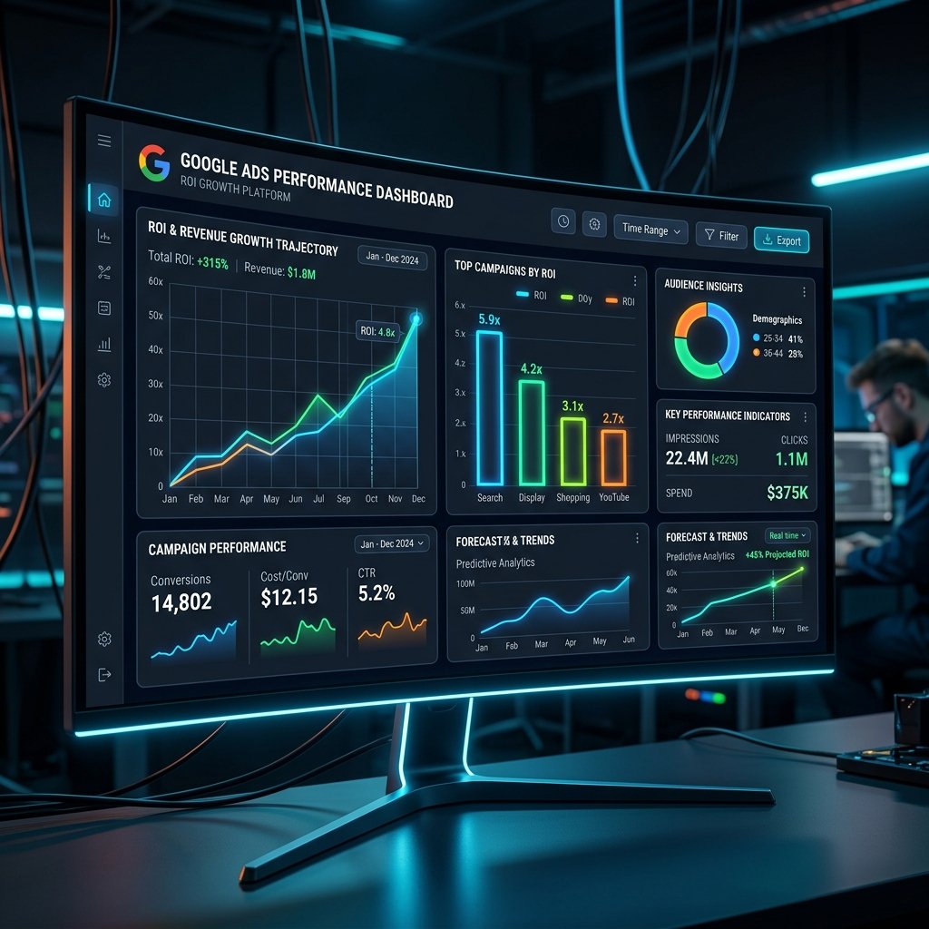 Gestão profissional de Google Ads e tráfego pago em Brasília - Dashboard de métricas e ROAS - Agência.BSB